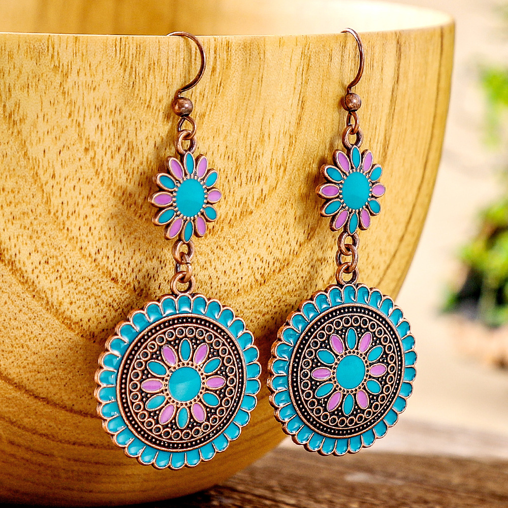 14g Weight Alloy Ear Needle Material Drop Earrings Classification 1 Pair Quantity Daily, Street Occasion Zinc alloy Material Geometric Pattern All Seasons Season Women's Gender Polished Finish Retro Style 1 Pair Retro Geometric Zinc Alloy Drop Earrings 13