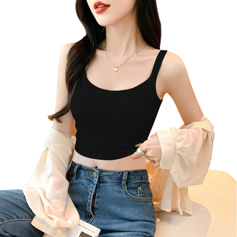 纯棉螺纹背心吊带女露脐短款内搭夏美背外穿修身打底上衣百搭冰丝