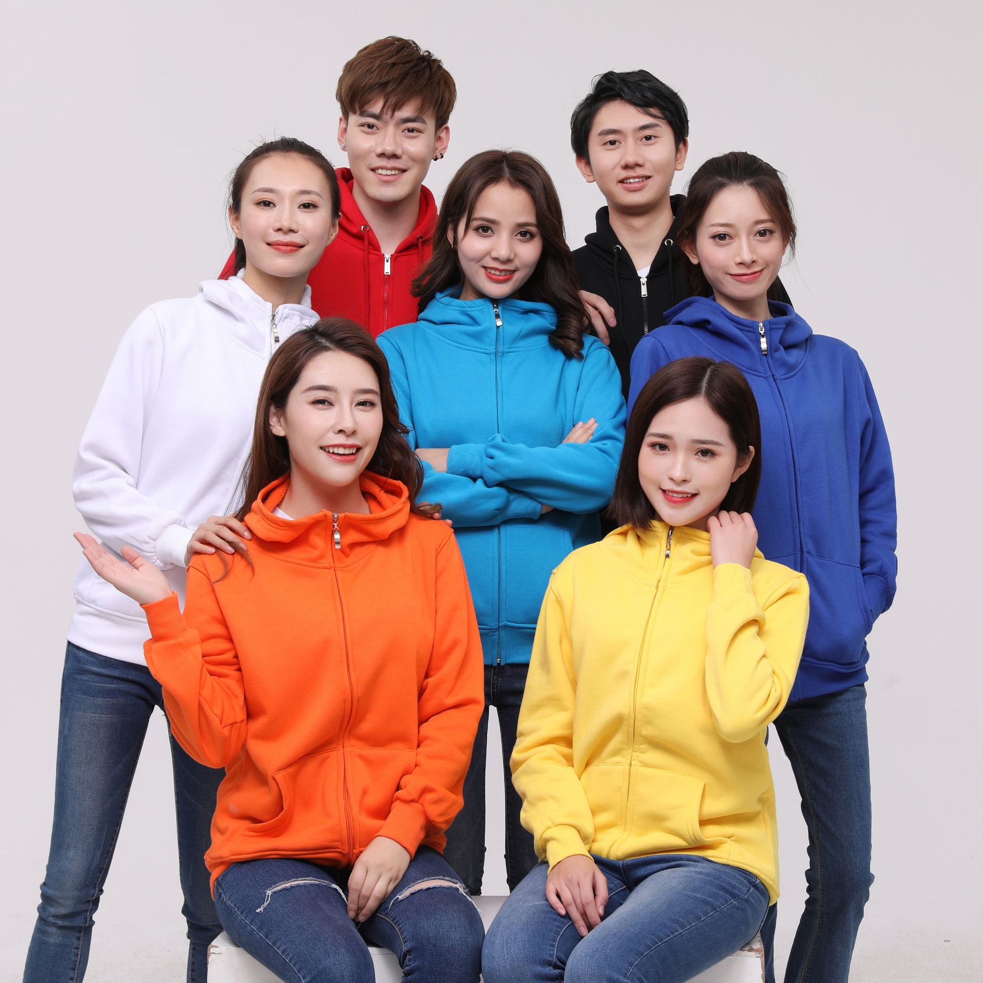 宇力凡秋冬男女同款連帽拉鏈時尚衛衣可印logo廣告服工廠特價直銷