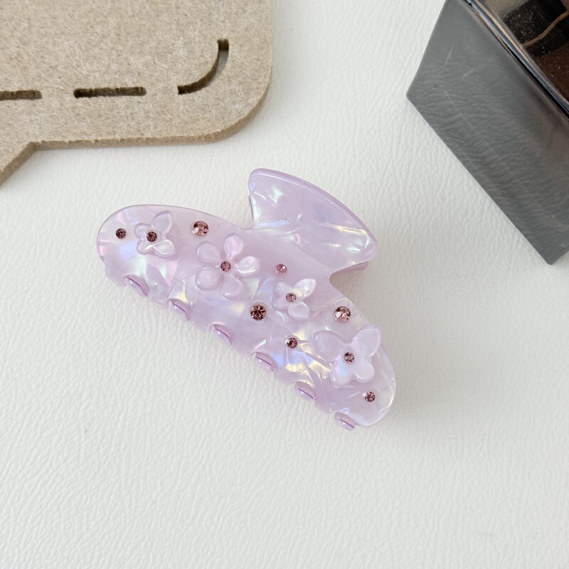 Nanfeng フレンチファン型ヘアピン、ダイヤモンド蝶と花のグリッパー付き、甘い気質、女性用ニッチシャーククリップ|undefined
