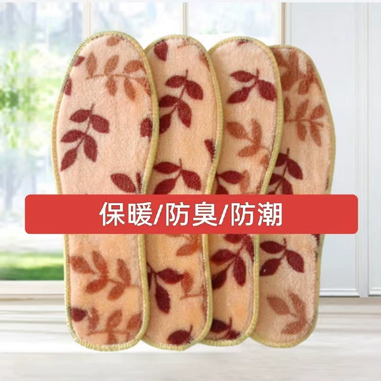 Зимние теплые бархатные стельки из кленового листа, впитывающие холодный пот, мужские и женские спортивные хлопковые стельки, оптовый источник, Большой выгодно