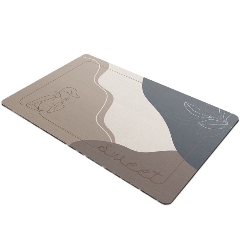 Nórdico simple diatomea barro suave baño Baño absorbente de secado rápido pie estera de piso oval estera puerta de entrada