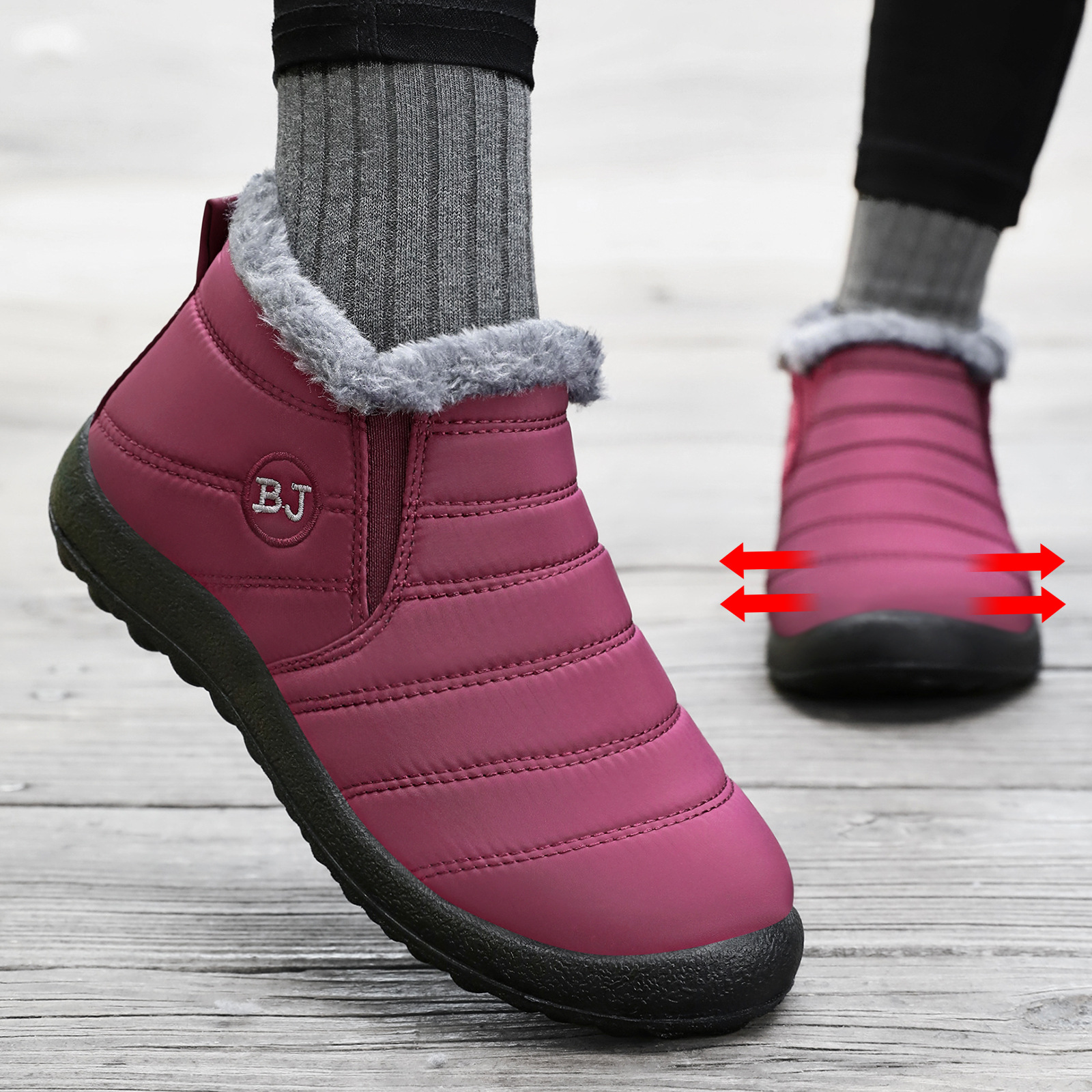 Zapatos de algodón para parejas transfronterizas botas de nieve de tamaño grande botas de algodón gruesas botas de poliuretano calentadas botas cortas a prueba de frío zapatos de mujer