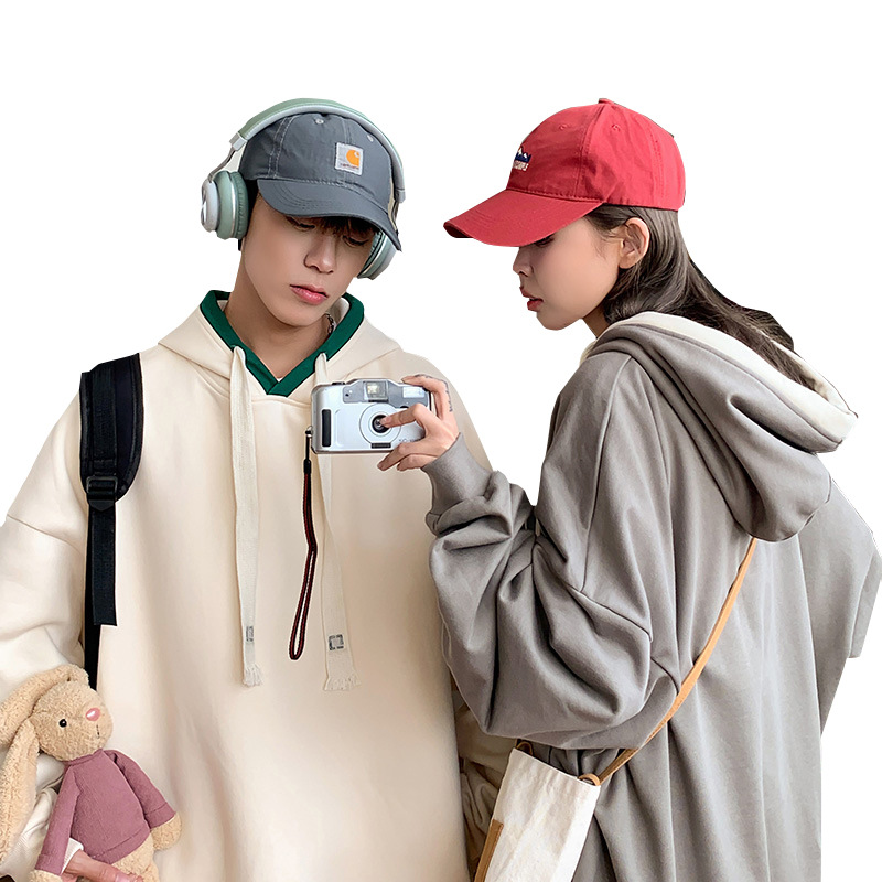 Maglione base sportivo sciolto di marca alla moda 2023 autunno/inverno per giovani coppie con cappuccio_voghion.com