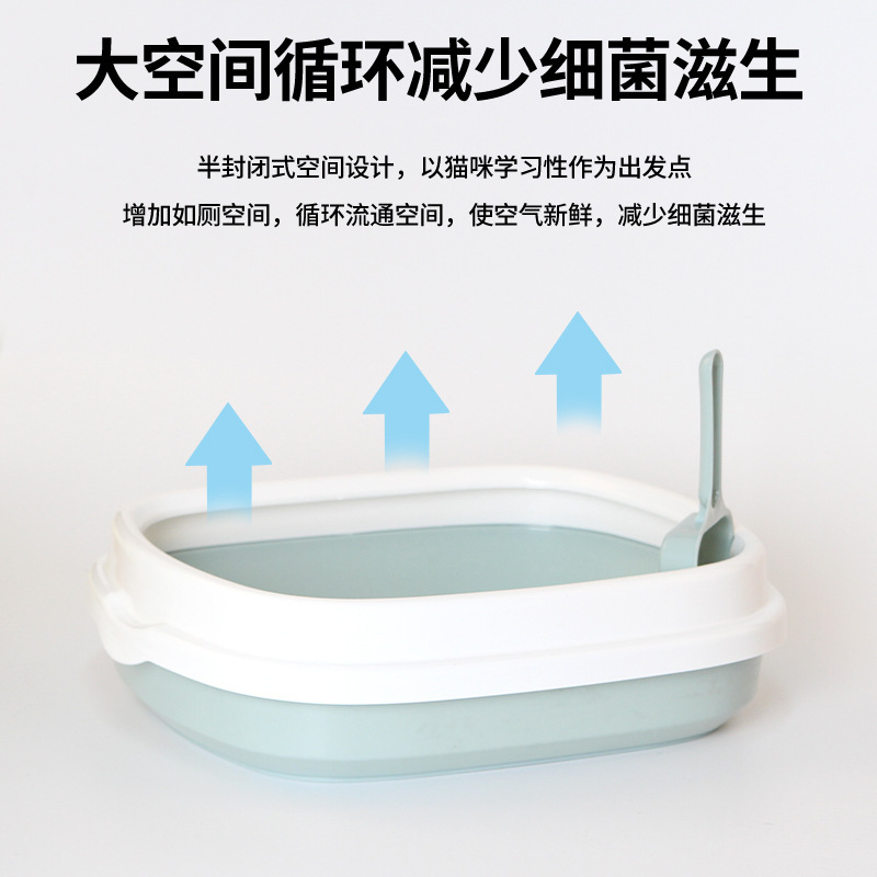 Caja de arena para gatos de gran tamaño Caja de arena para gatos semicerrada abierta Desodorante para gatos Aseo para mascotas Suministros de limpieza en stock al por mayor