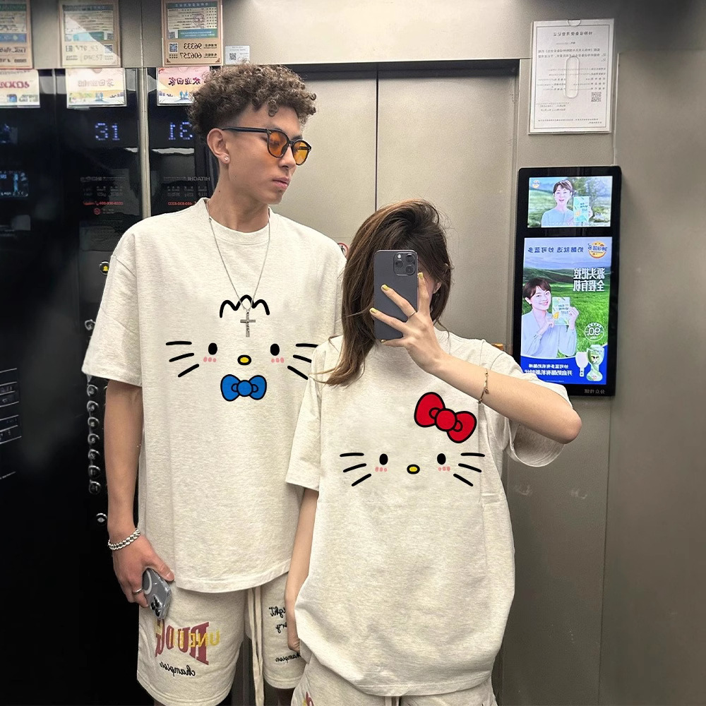 Summer Pure Cotton Short-Sleeved T-Shirts for Couples, Lazy Loose Niche Design Tops for Men and Women, Student Trendy Brand Class Uniforms