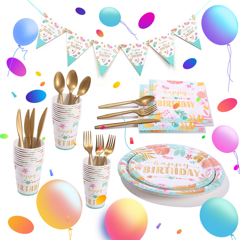 Birthday Plant Paper Party Tableware display picture 1