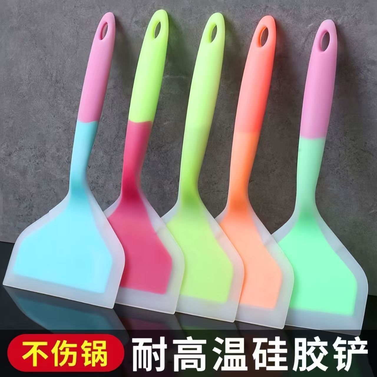 Silikon-Kochmesser hitzebeständig antihaftbeschichtet Pfannenschaber Tamagoyaki-Pfanne Wok-Kochspatel Küchenutensilien Crêpes-Spatel Großhandel Drop-Shipping