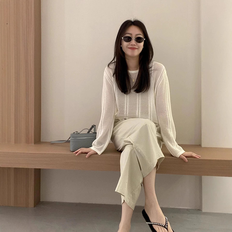 New Summer Blouse, 100% Tencel Knitwear, Women's Round Neck, Thin, Breathable, Slim Fit, Tencel Lyocell