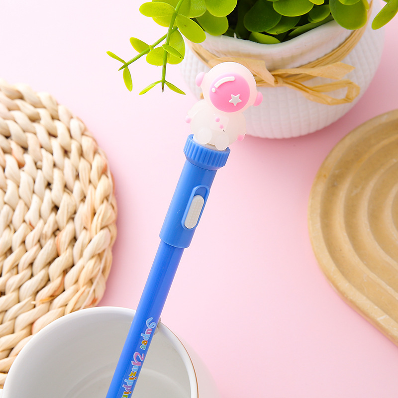 Bolígrafo giratorio con luz Bolígrafo de neutro de astronauta Bolígrafo de agua luminosa de descompresión de estudiantes creativos Bolígrafo de firma de oficina al por mayor