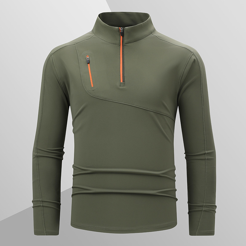 Spring and Autumn Quick-Drying T-Shirt Men's Long-Sleeved Outdoor Sports Sun Protection Loose Running Training Fitness Stand-Up Collar Quick-Drying Top Spring and Autumn Quick-Drying T-Shirt Men's Long-Sleeved Outdoor Sports Sun Protection Loose Running Training Fitness Stand-Up Collar Quick-Drying Top