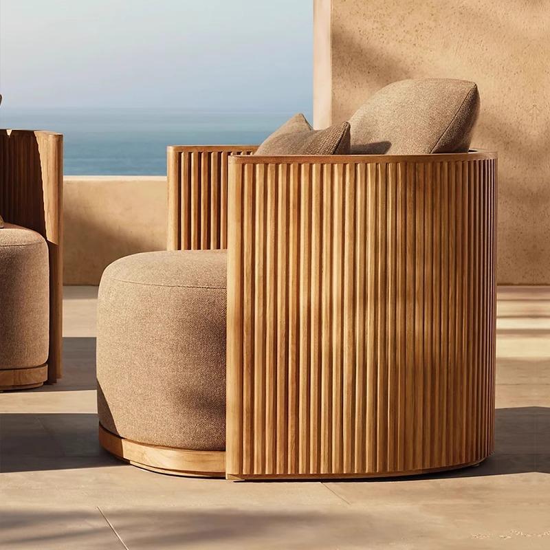 Sofá de ocio al aire libre teca villa hotel patio terraza diseñador de madera de cera al aire libre sofá de teca