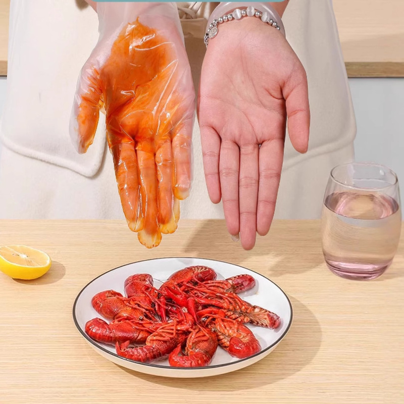 一次性手套加厚餐饮塑料薄膜家用透明盒装抽取式厨房拌菜洗碗手套|undefined