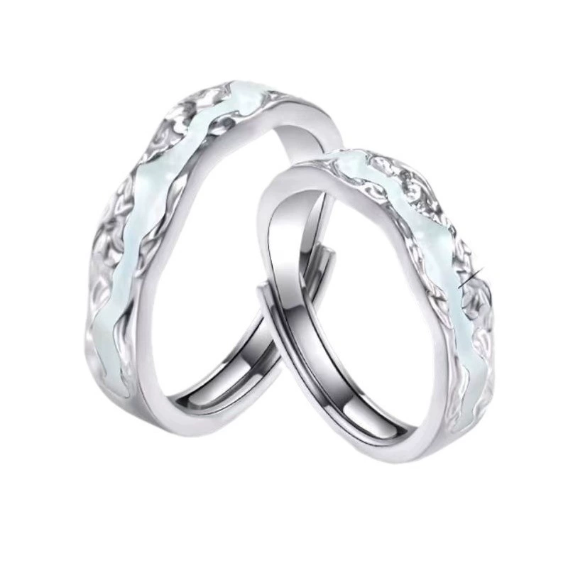 Серебряное кольцо S999 Pure Silver Light Year Realm светящееся холодное Аврора светящаяся пара кольцо мужское и женское одно пара колец эмаль