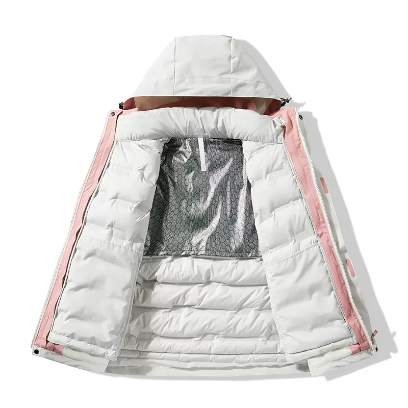 羽绒内胆冲锋衣女款三合一外套男防寒保暖旅游连帽冬季羽绒服极简