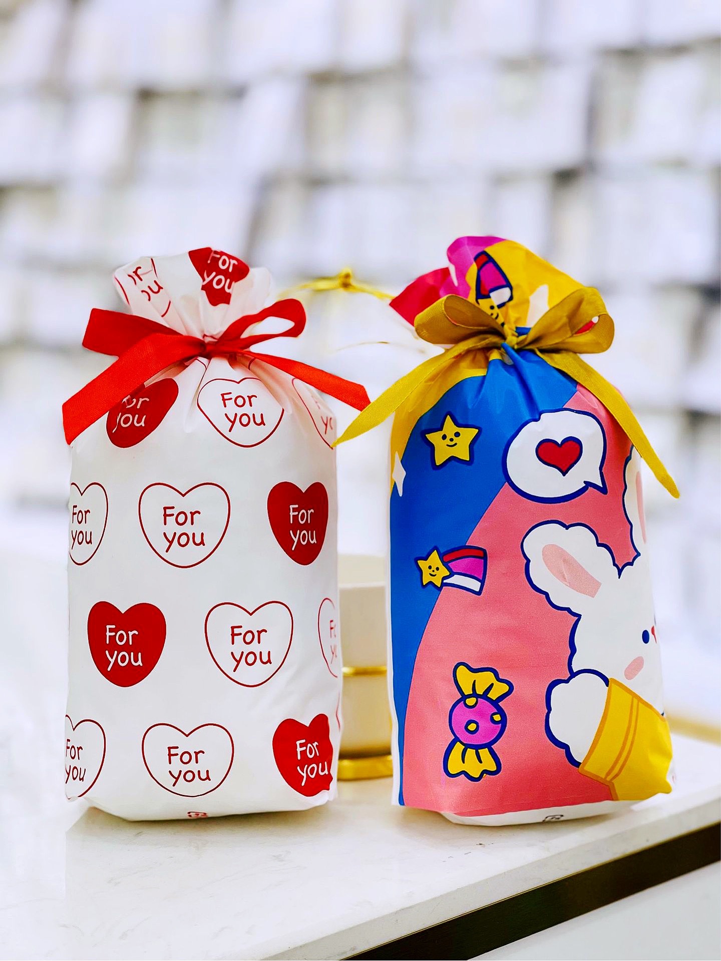 可愛絲帶抽繩袋曲奇餅幹牛軋糖雪花酥包裝袋跨境包裝禮品袋