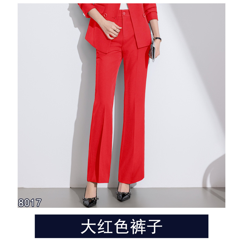 红色职业套装女美容会所技师工作服售楼部前台接待医美咨询女套裤|undefined