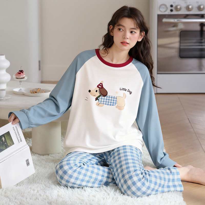 Autumn Long-Sleeved Pajamas Set, Large Size, Autumn and Winter Home Wear, Cartoon Bear Casual Pullover for Girls Autumn Long-Sleeved Pajamas Set, Large Size, Autumn and Winter Home Wear, Cartoon Bear Casual Pullover for Girls