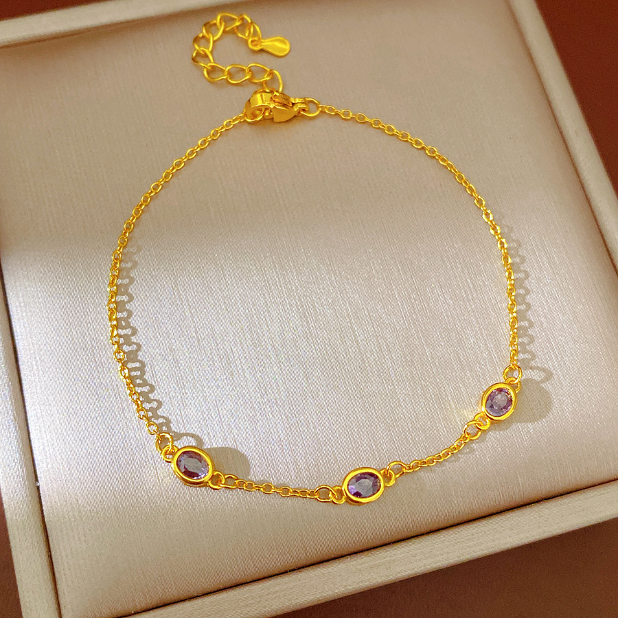 Elegante y simple pulsera de piedra de diamante púrpura lujoso ligero nicho de alta sensación pulsera simple y versátil temperamento joyería image 8