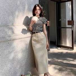 2024夏季女装奶系穿搭一整套茶系温柔港风感韩剧减龄两件套装裙子