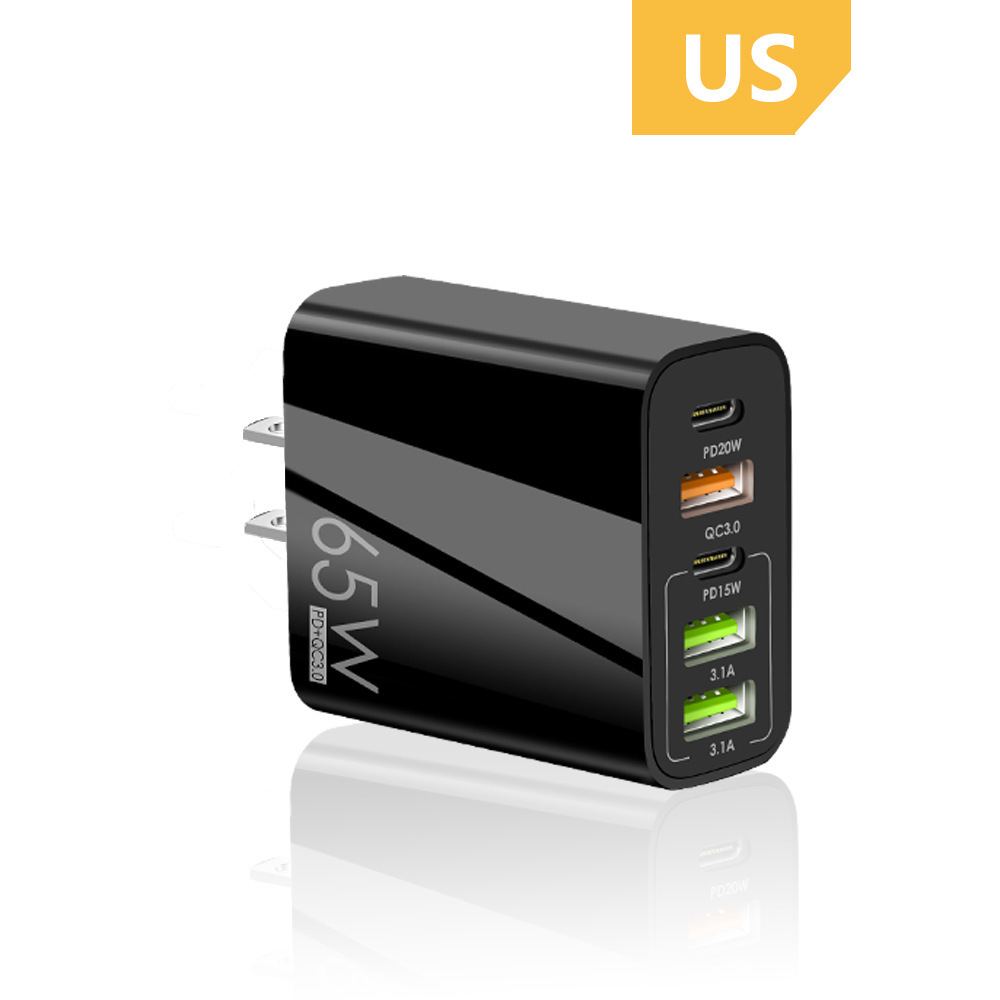 65W multi-Puerto cargador rápido dual PD + 3USBQC3.0 teléfono móvil adaptador de cabeza de carga TypeC viaje de carga estándar británico