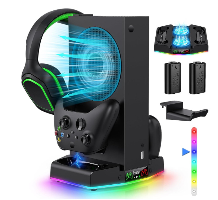 Serie XBOX s host multi-función de carga soporte de ventilador de base de refrigeración con accesorios de gancho para auriculares