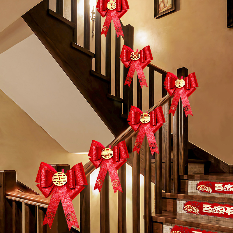 Staircase Wedding Decoration Handrail Floral Wedding Bedroom Arrangement Steps New Wedding Room Wedding Celebration Male Female Set