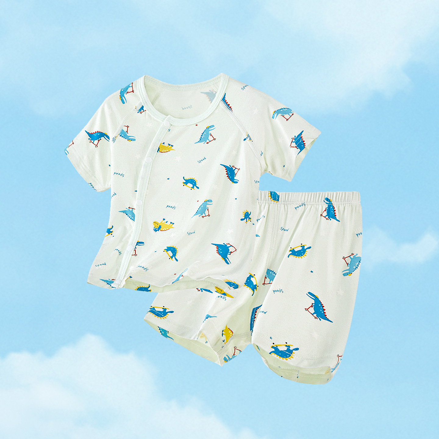 Traje de bebé verano para niños delgados de manga corta dividida niños y niñas ropa de verano entrepierna abierta pijamas para niños pequeños ropa de bebé