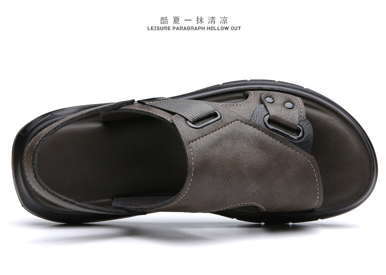 Dép sandal nam cỡ lớn thoáng khí đi biển, dép lê quai ngang hở ngón đi ngoài trời — CS2319 màu xám, CS2319 màu đen chi tiết 19