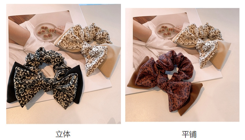 Korea Retro Chiffon Double Bow Leopard Print Hair Scrunchies display picture 26