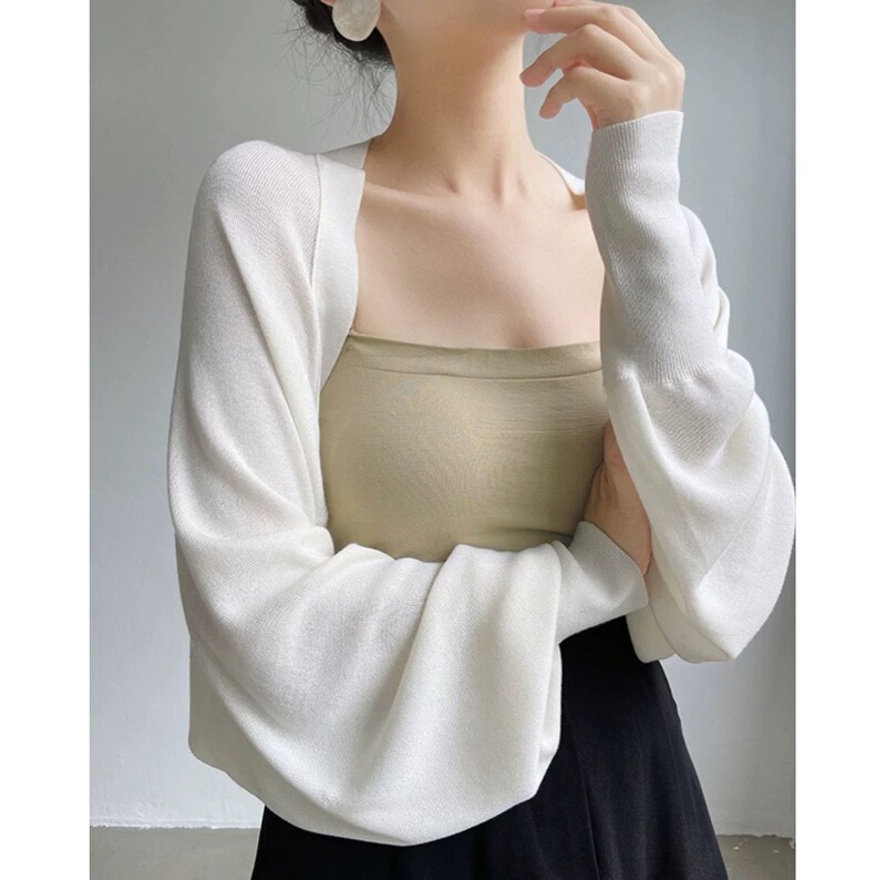 White Sun Protection Vest Tencel Ice Silk Knitted Cardigan Women's Summer Thin Shawl Outer Blouse Top Short Jacket