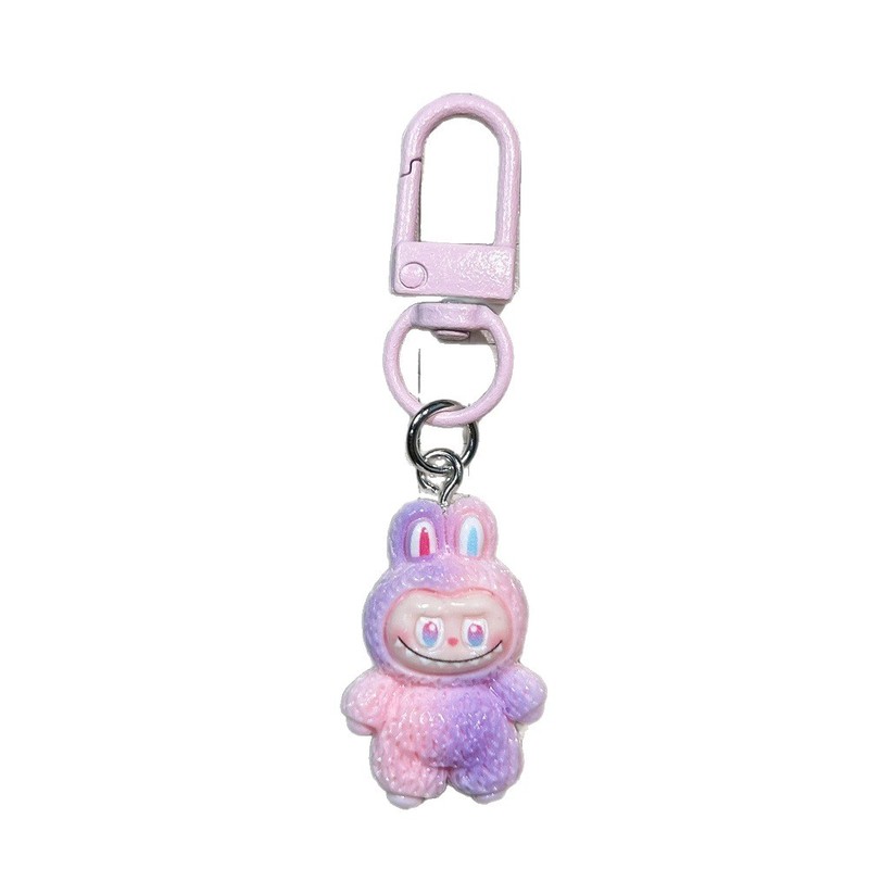 かわいいグラデーションラブブキーホルダー漫画 Q かわいいカラフルなバッグペンダント学生スクールバッグアクセサリー親友ギフト|undefined