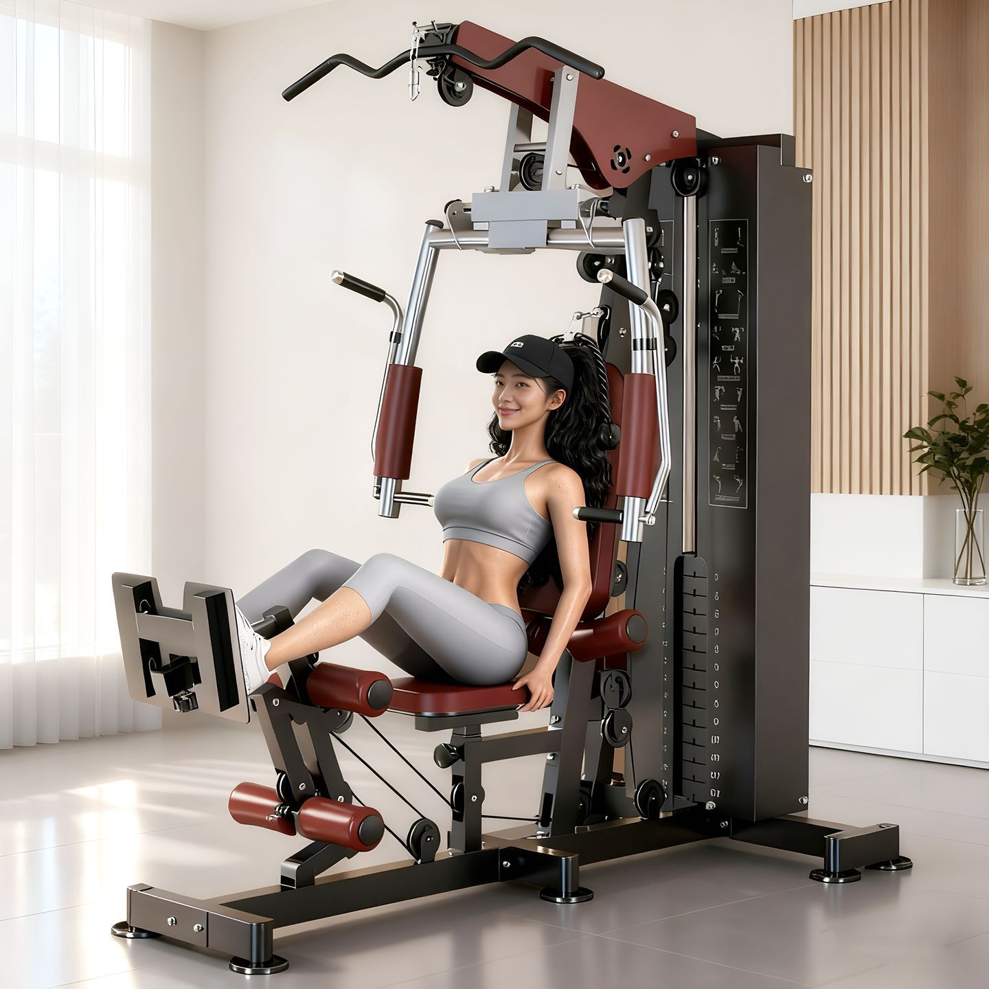 Equipos de ejercicios de fitness en interiores, equipos deportivos domésticos, entrenador de músculos de piernas de alta posición, estación de una persona