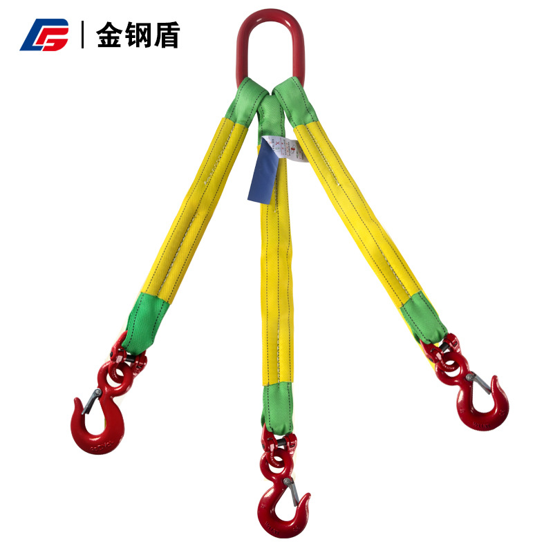 批发2腿3腿柔性吊带组合吊具 合成纤维四叉带钩成套起重吊装索具