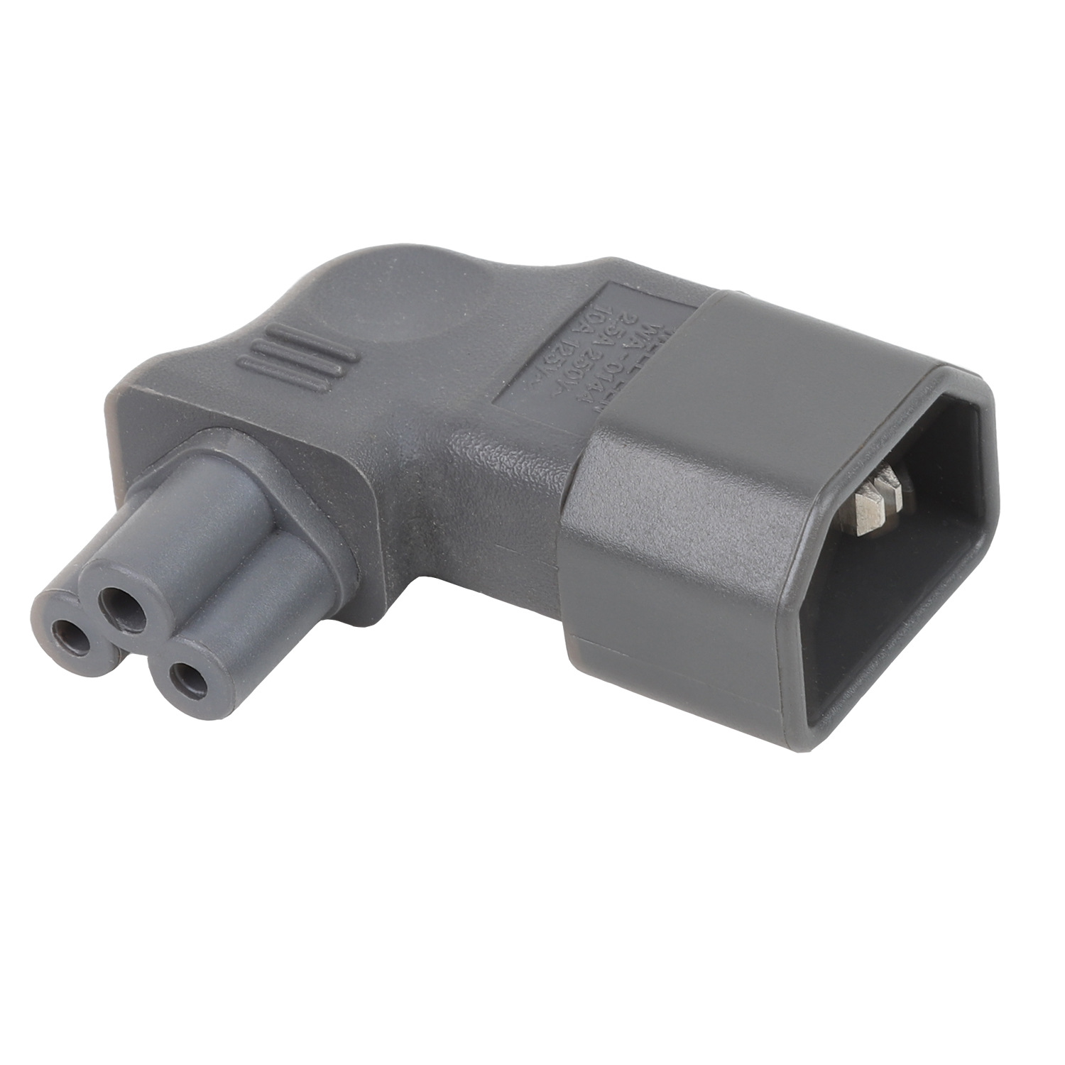 WA-0144G IEC C14 to C5 left angle adapter,品字公转C5弯头灰色