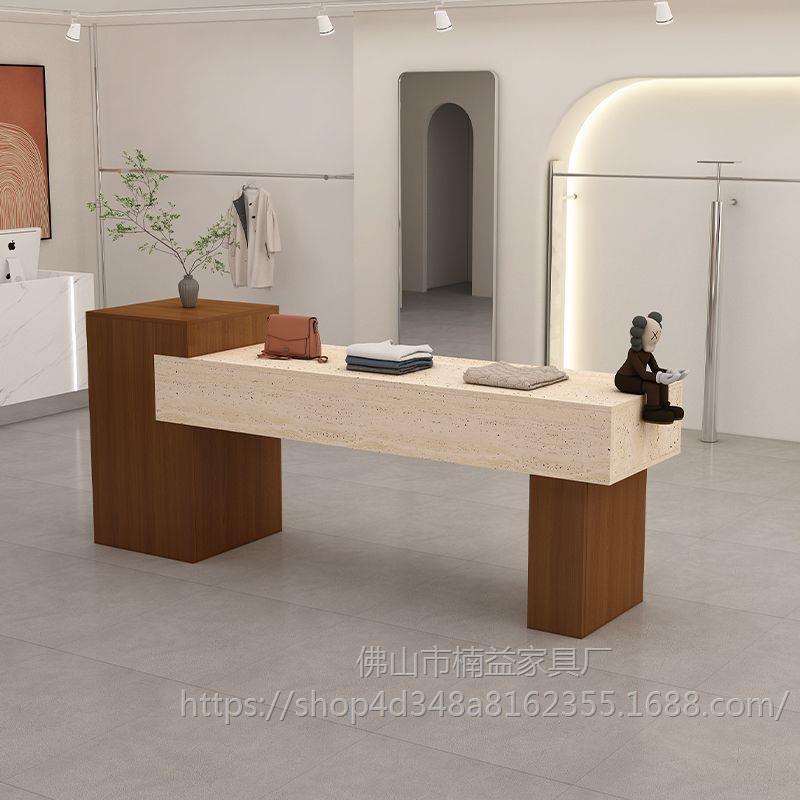 Clothing Store Island Display Table Women's Clothing Store Middle Display Flow Simple Modern Display Stone Pattern Display Cabinet