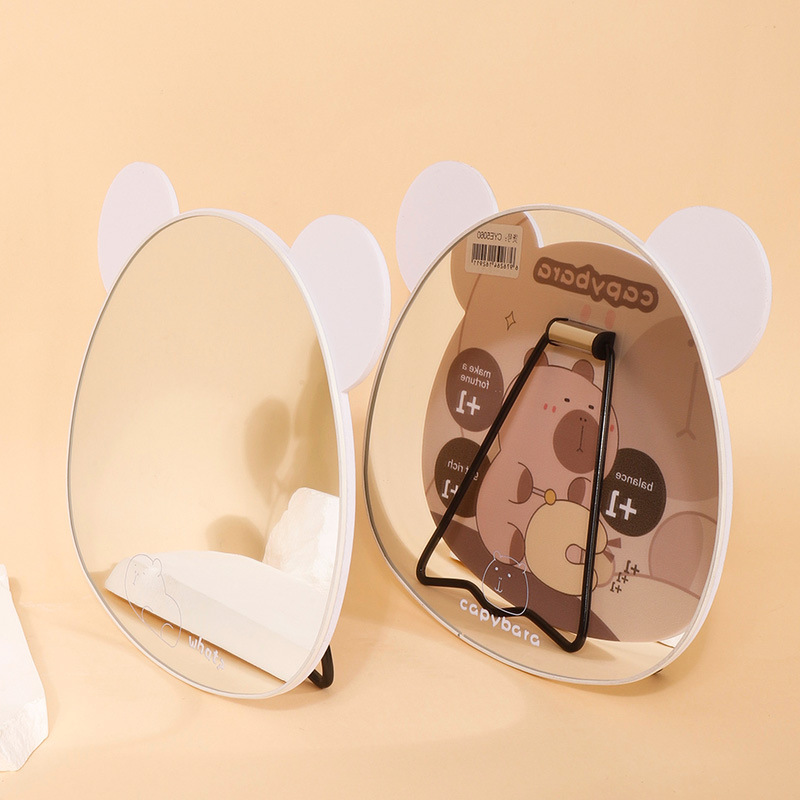 Binhongjia 漫画プラスチックテーブルミラーかわいいガーリーハート学生化粧鏡吊り下げブラケット兼用テーブルミラー|undefined