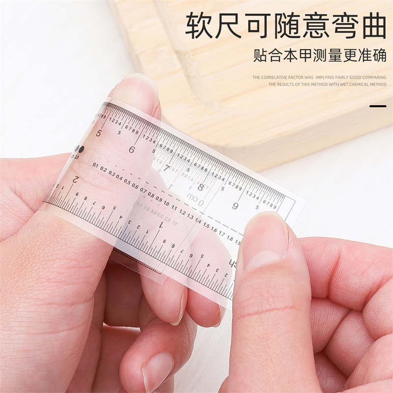 Uñas Regla suave transparente pieza de uñas medición de tamaño de uñas regla de pequeña escala herramienta de medición de taladro de uñas 10 paquete