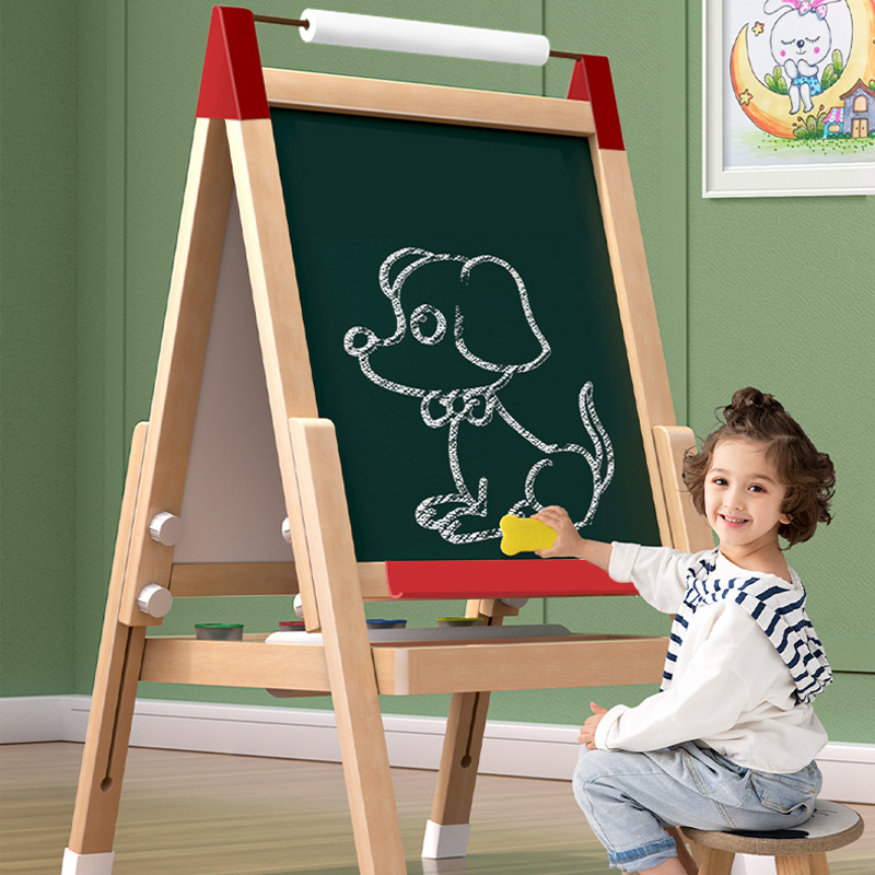 Tipo de soporte de pizarra pequeña para niños, aprendizaje en casa, escritura magnética de doble cara, dibujo, caballete de tablero de dibujo libre de polvo borrable