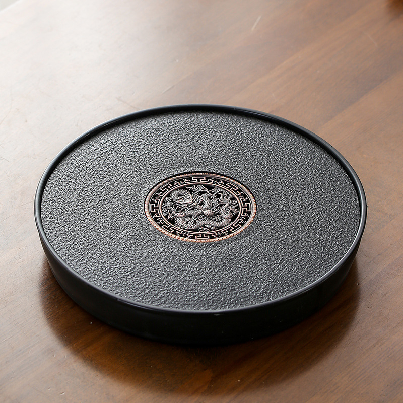 (가운데) 팬롱 라운드 모조 우진 스톤 티 트레이 25*25 [물 저장 차 트레이]