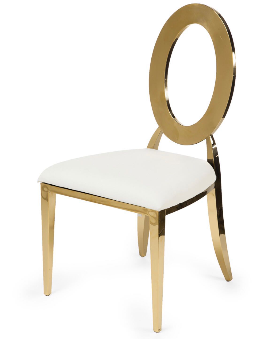 Fábrica al por mayor de acero inoxidable Hotel ronda silla trasera moderna minimalista de acero inoxidable Silla de comedor suave bolsa trasera de acero inoxidable silla