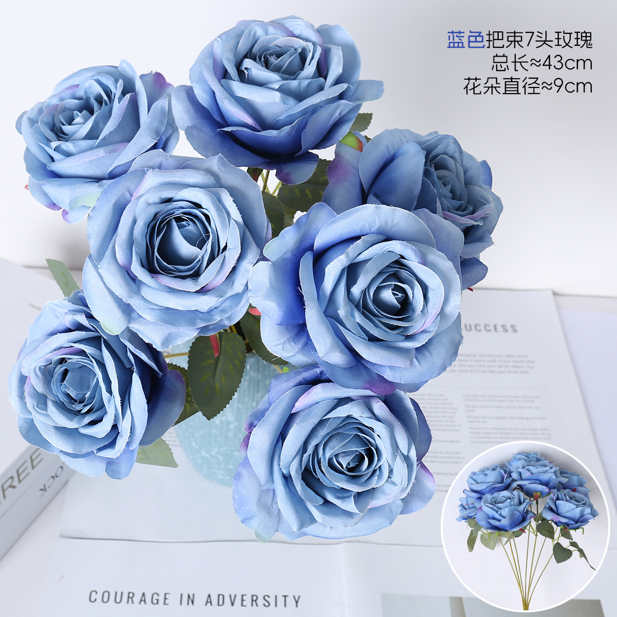 7 rosas de diamante simulación de flores de rosas bodas decoración de hotel guía de la casa fábrica de flores falsas al por mayor