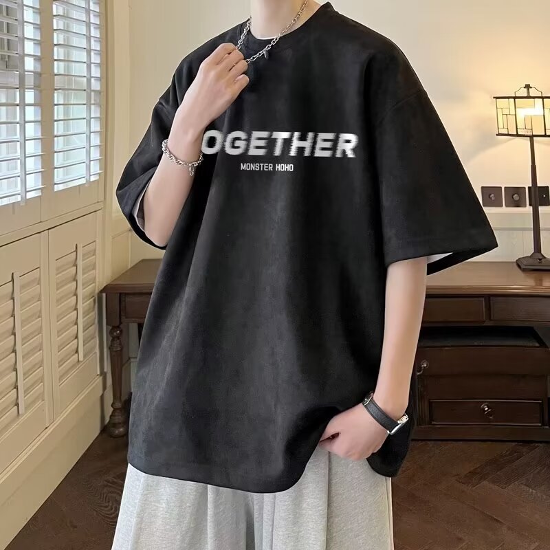 Xiaohongshu short-sleeve T-shirt for men in summer, paired with high street jeans, loose and stylish men's outfit, Hong Kong style casual T-shirt Xiaohongshu short-sleeve T-shirt for men in summer, paired with high street jeans, loose and stylish men's outfit, Hong Kong style casual T-shirt