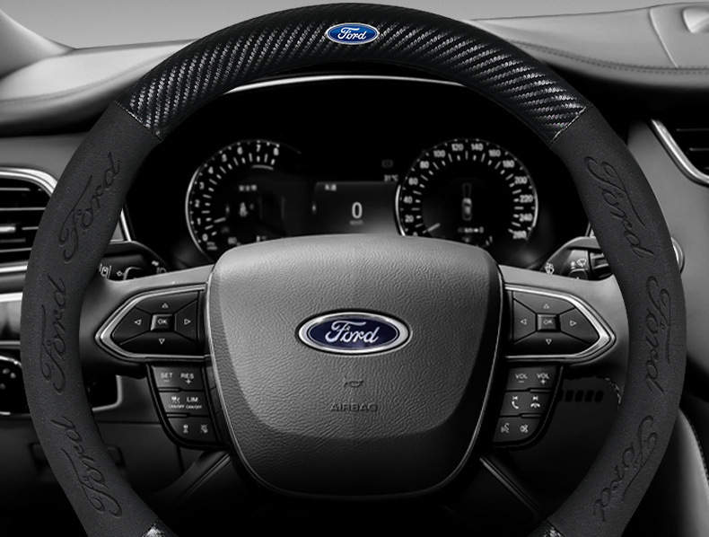 Suitable for Ford Mustang steering wheel covers, 2021 model, unisex, suede carbon fiber, ultra-thin, non-slip, all-season car steering wheel cover