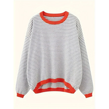 M 34107 Crewneck striped color-block sweater Բ������ײɫë
