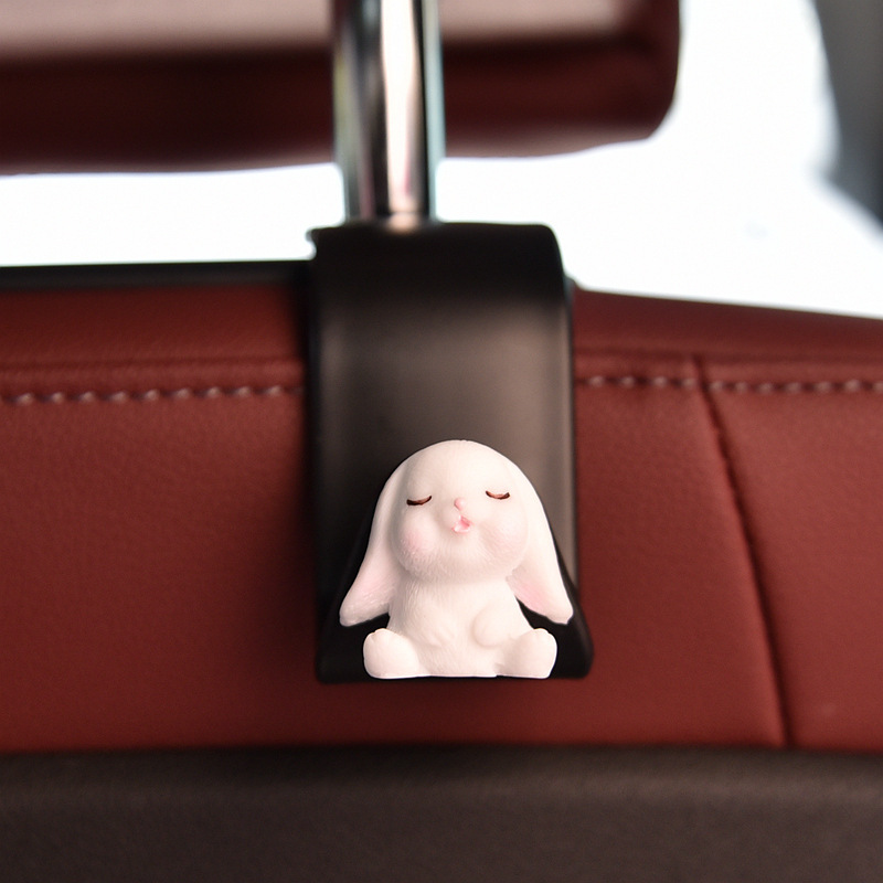 Gancho para automóvil, respaldo del asiento del automóvil, suministros para automóvil, dibujos animados, lindo conejo, asiento trasero, gancho pequeño, plástico