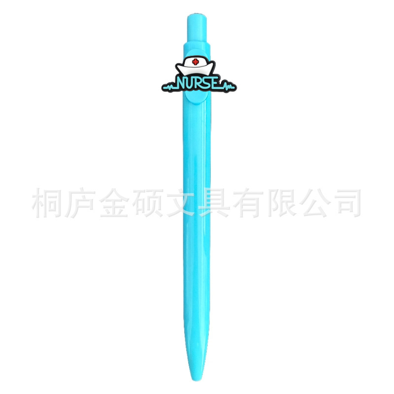 外贸护士笔简约创意纯色糖果色软质卡通圆珠笔黑笔可爱按动笔医生|undefined