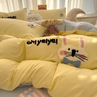 Towel Embroidered Washed Cotton Quilt Cover Single Piece Non-Pure Cotton Kidsren's Cartoon Quilt Cover 150X200X230 Quilt Yuanluo