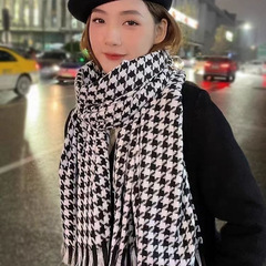 【Autumn/Winter Hot Items】Penguin Ins Grid Han Version Warm Han Version Couples Matching Scarf Shawl