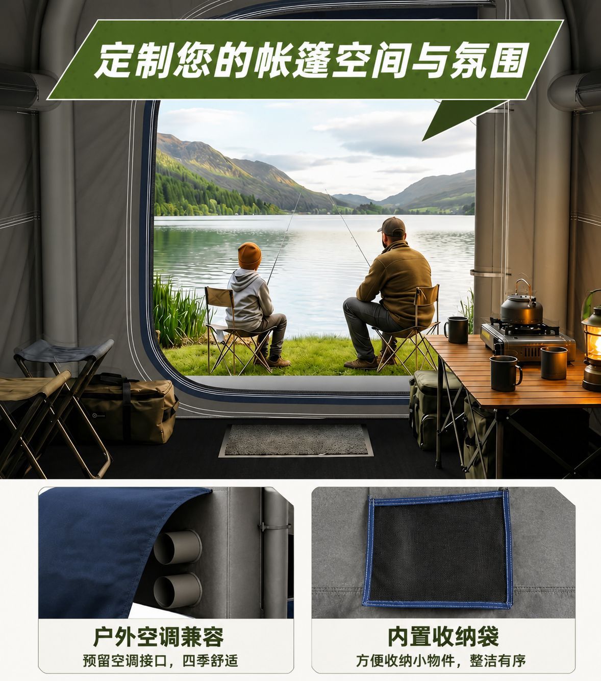 New inflatable pickup truck bed tent with detachable sunshade for outdoor camping, 5-person vehicle rear tent